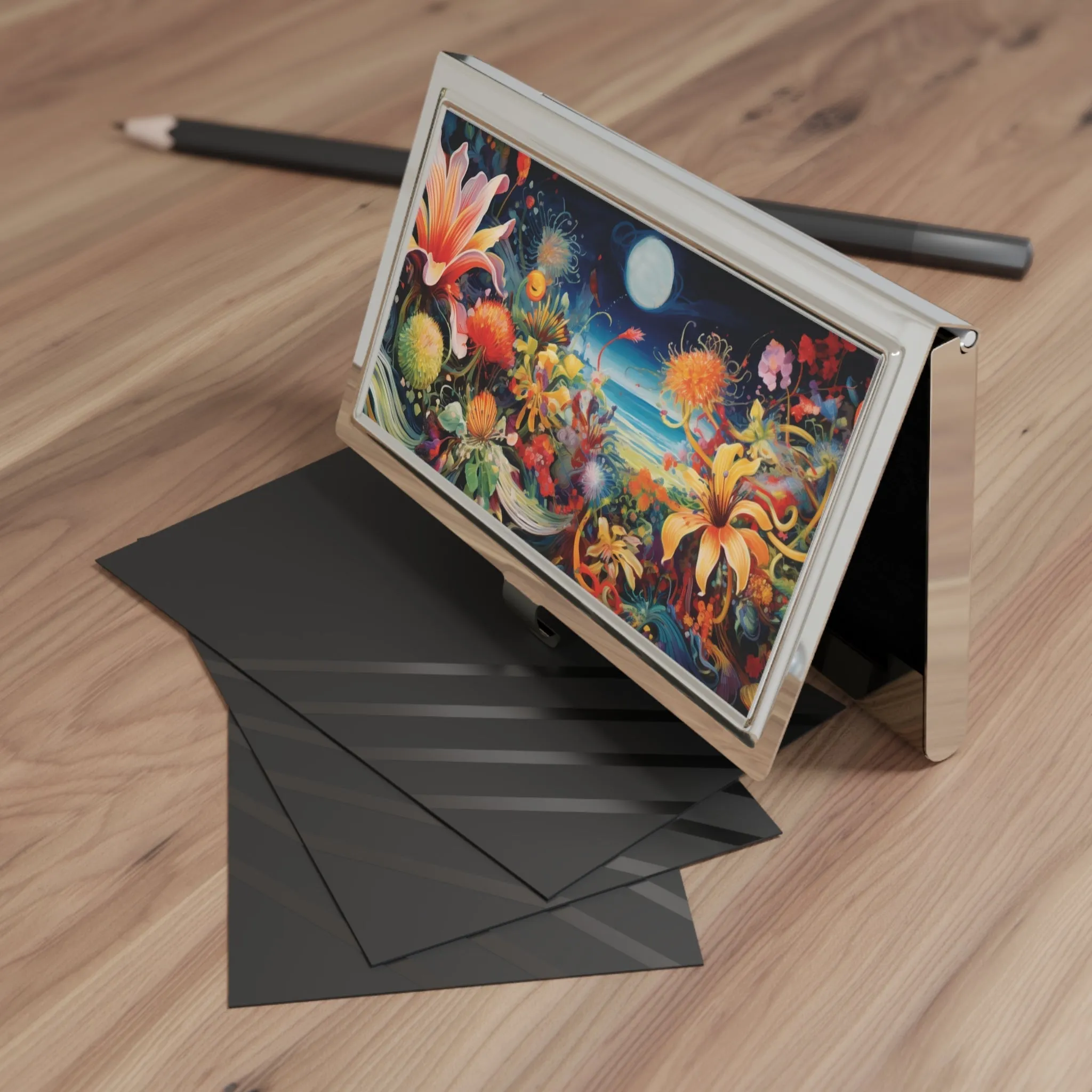 Abstract Expressionism Style Floral Art Print Business Card Holder