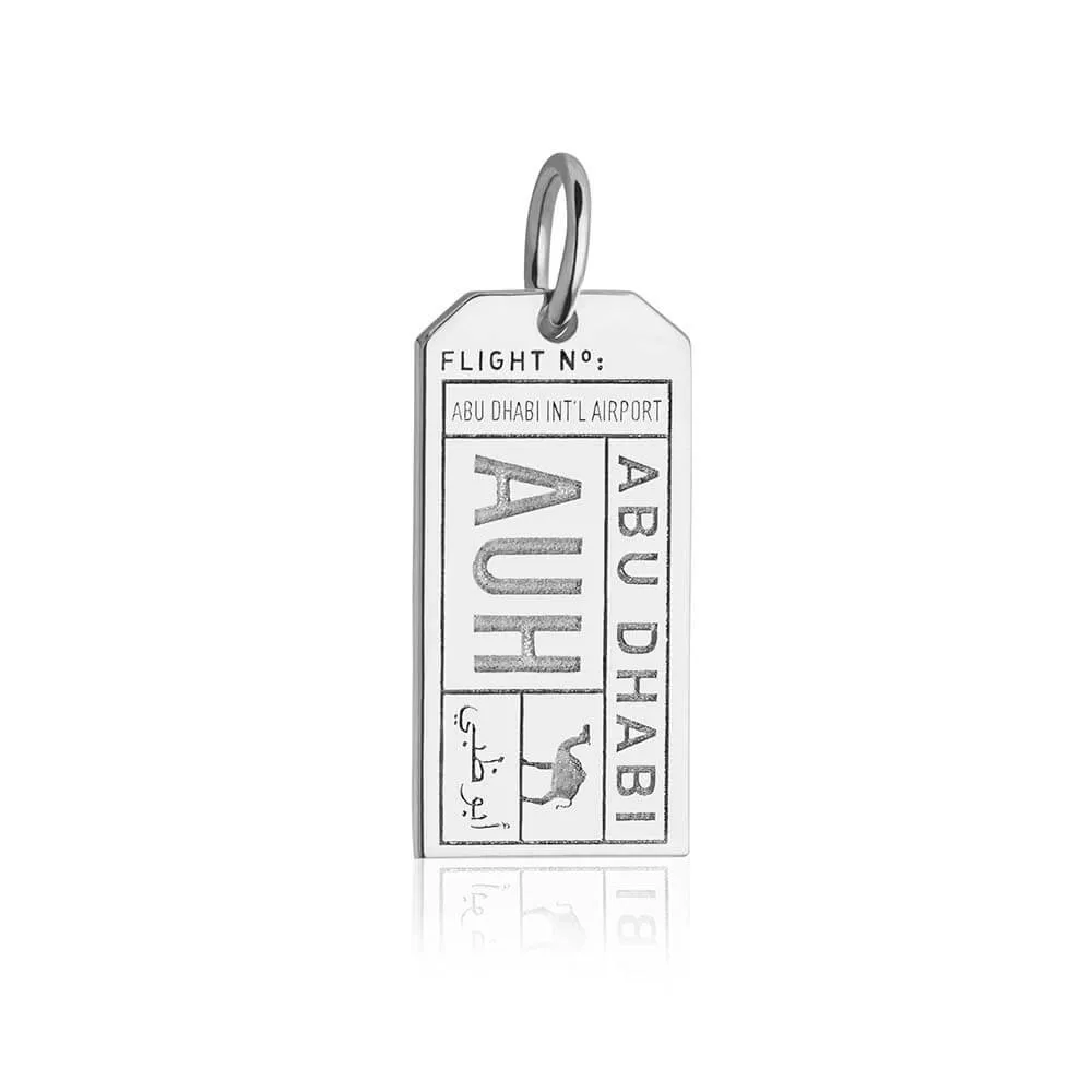 Abu Dhabi UAE AUH Luggage Tag Charm Silver