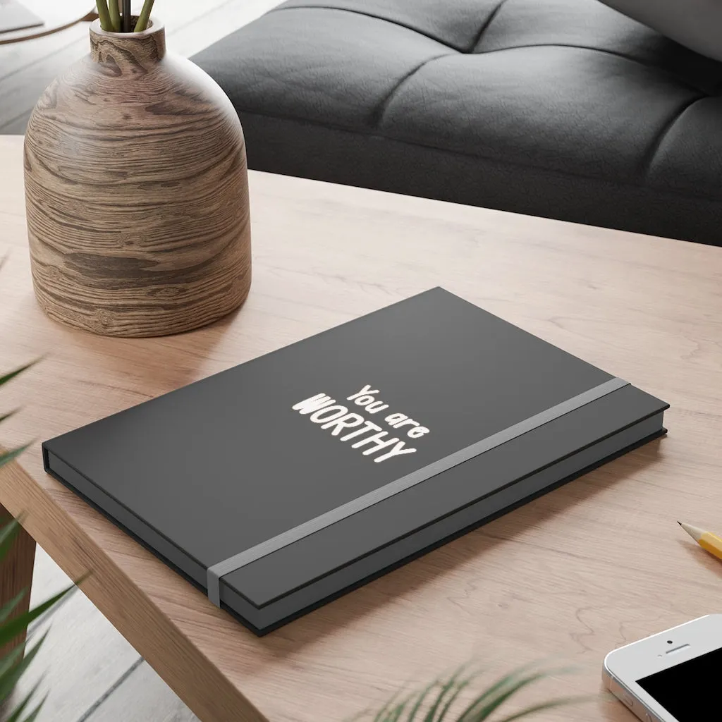 Affirmation Feminist Pro Choice Color Contrast Notebook & Journal - I Am Worthy (White)