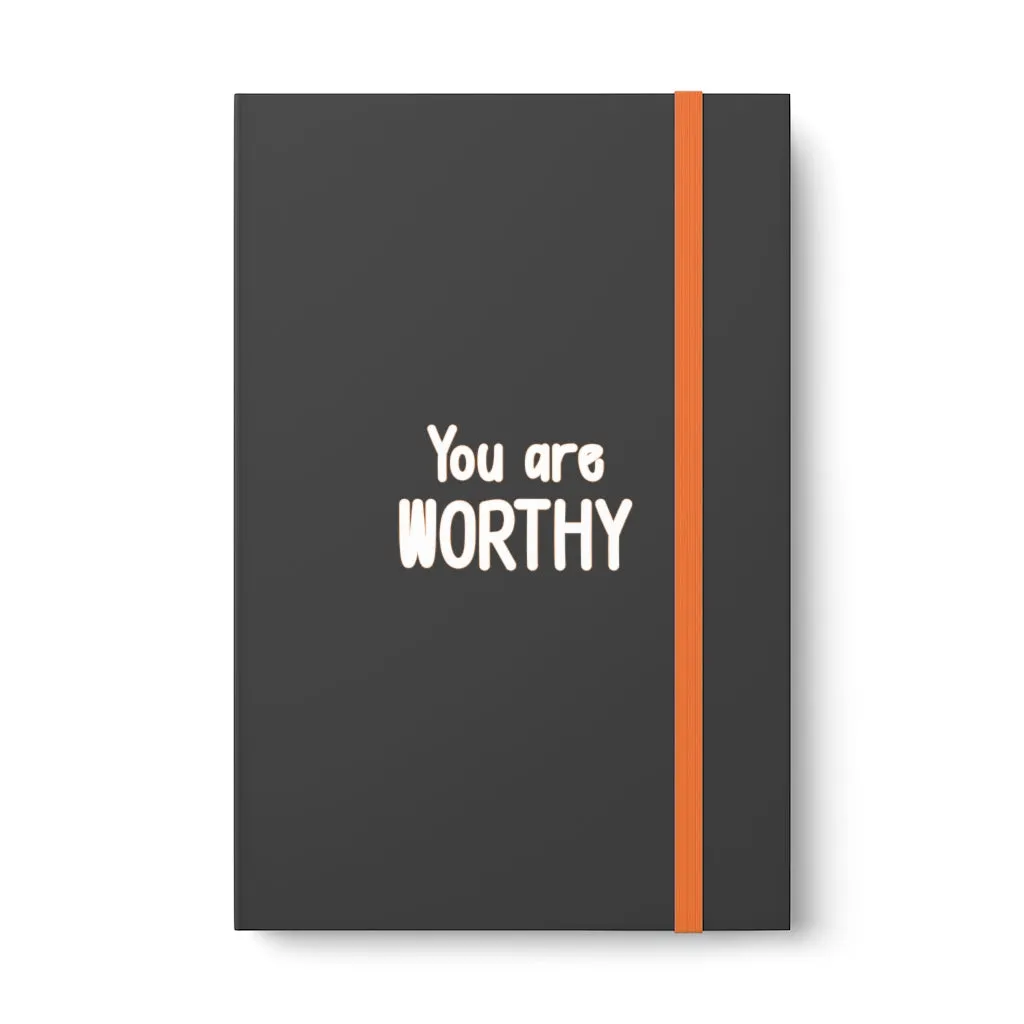 Affirmation Feminist Pro Choice Color Contrast Notebook & Journal - I Am Worthy (White)