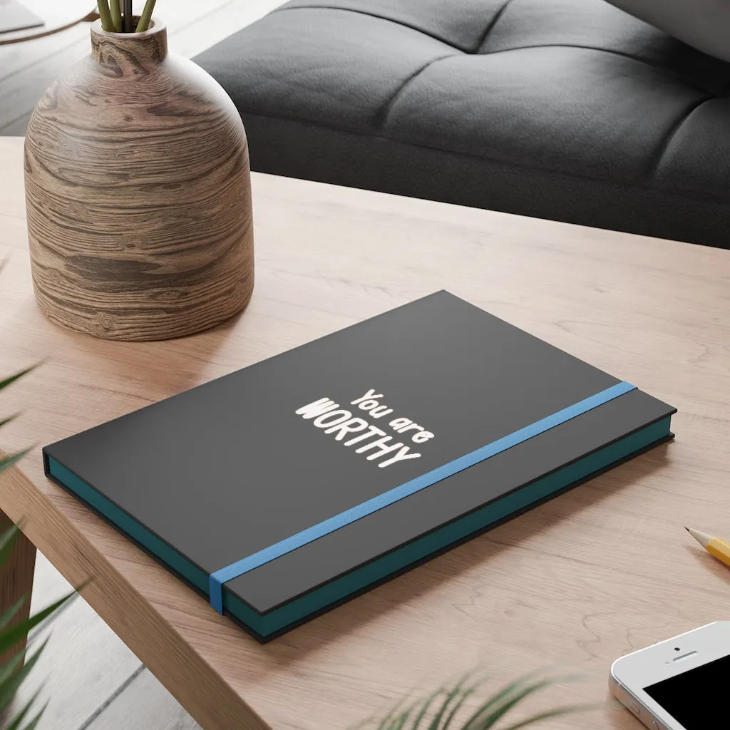 Affirmation Feminist Pro Choice Color Contrast Notebook & Journal - I Am Worthy (White)