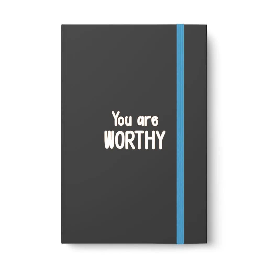 Affirmation Feminist Pro Choice Color Contrast Notebook & Journal - I Am Worthy (White)