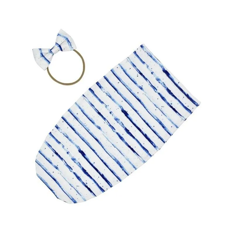 Baby Printed Photography Prop Blankets Printed Swaddle Muslin Wrap  Headband 2PCS