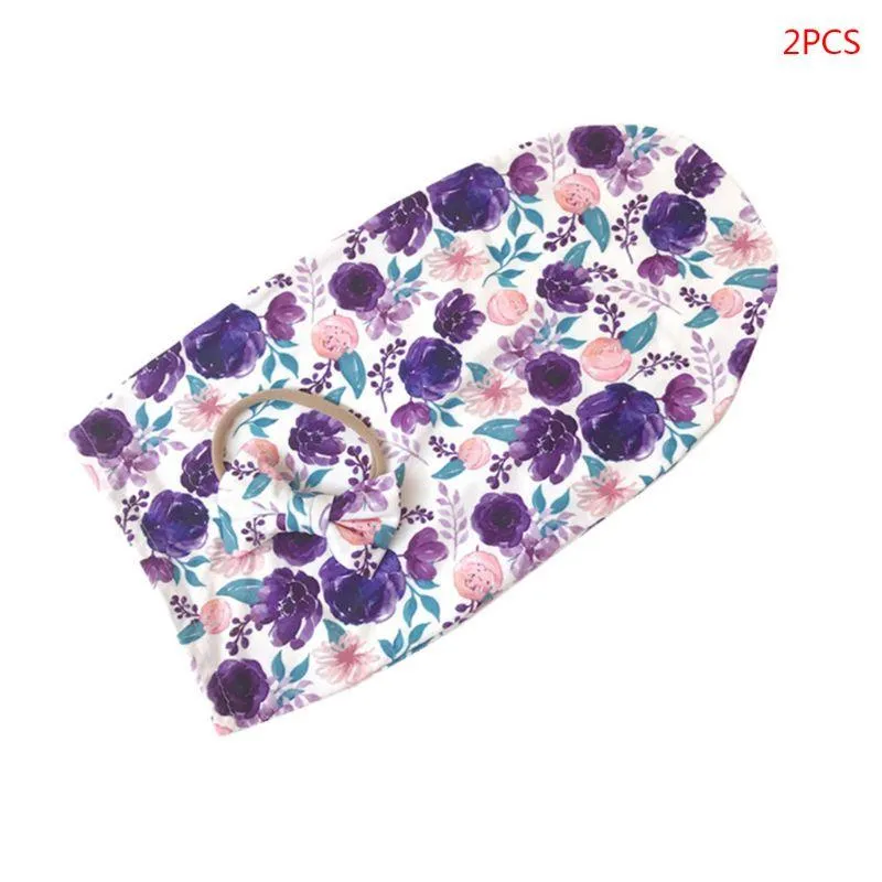 Baby Printed Photography Prop Blankets Printed Swaddle Muslin Wrap  Headband 2PCS