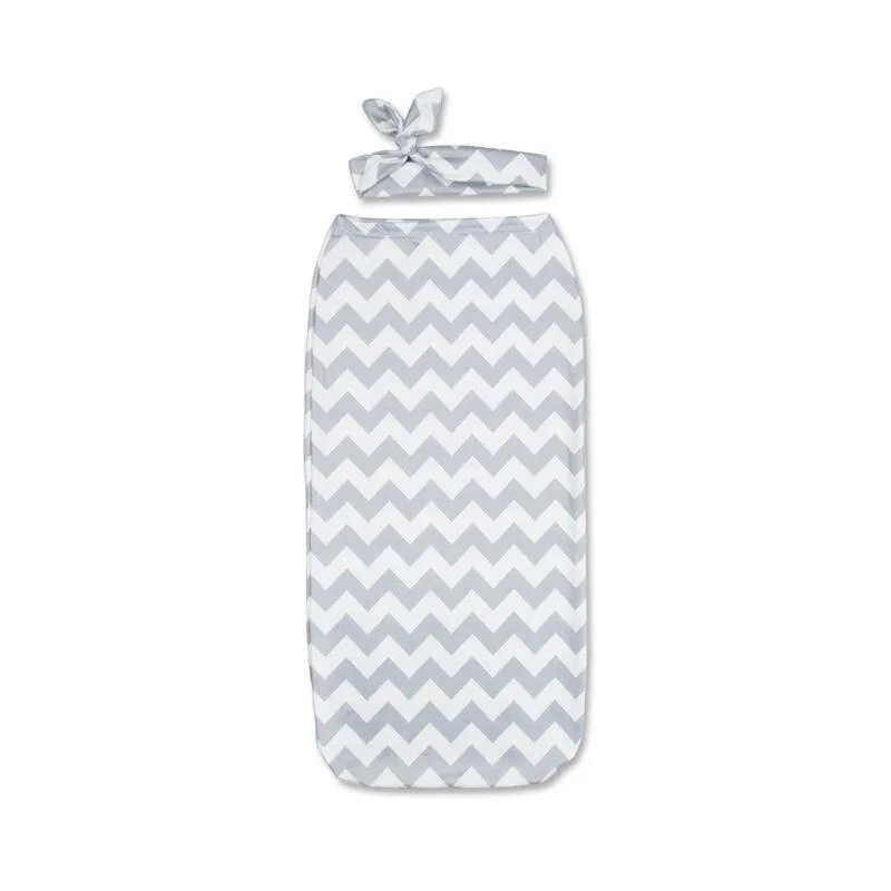 Baby Printed Photography Prop Blankets Printed Swaddle Muslin Wrap  Headband 2PCS