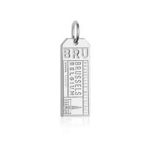 Brussels Belgium BRU Luggage Tag Charm Silver