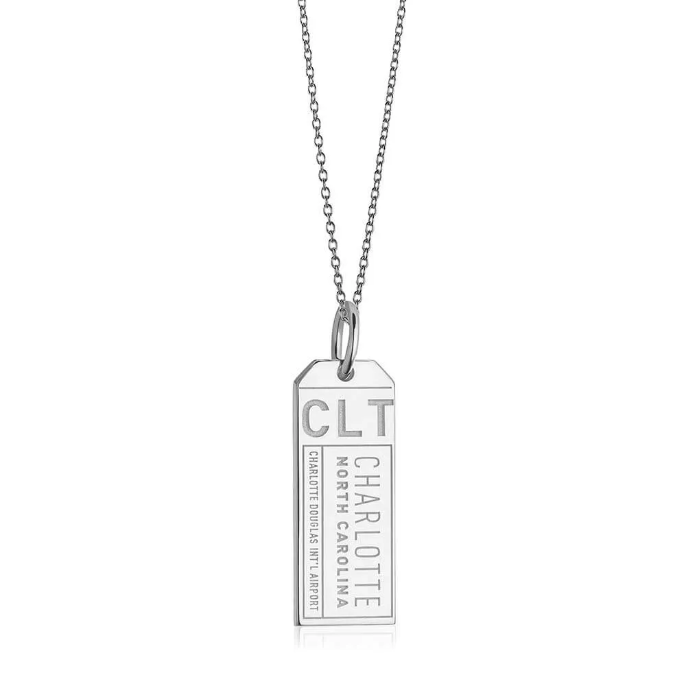 Charlotte North Carolina USA CLT Luggage Tag Charm Silver