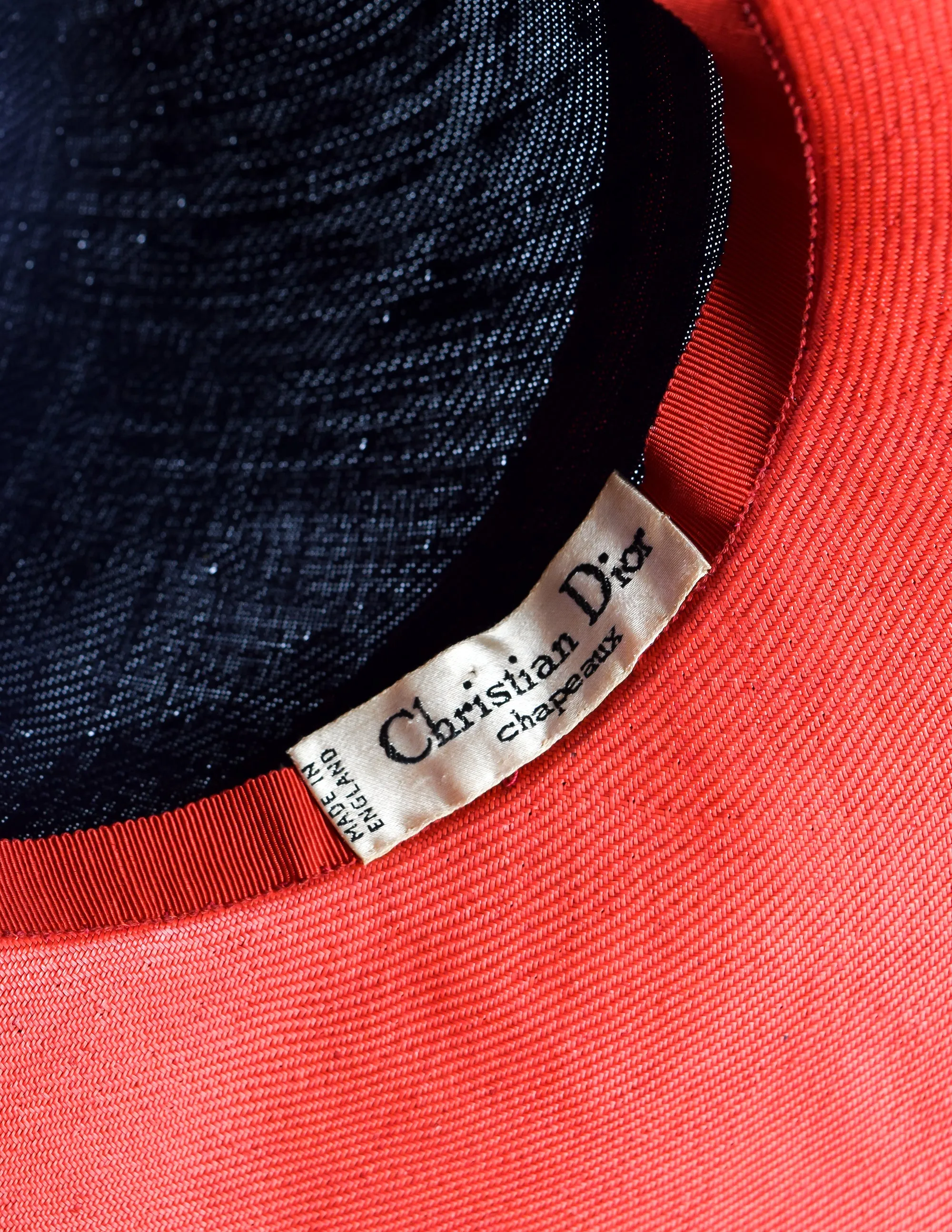 Christian Dior Chapeaux Vintage Blue and Red Flower Straw Hat