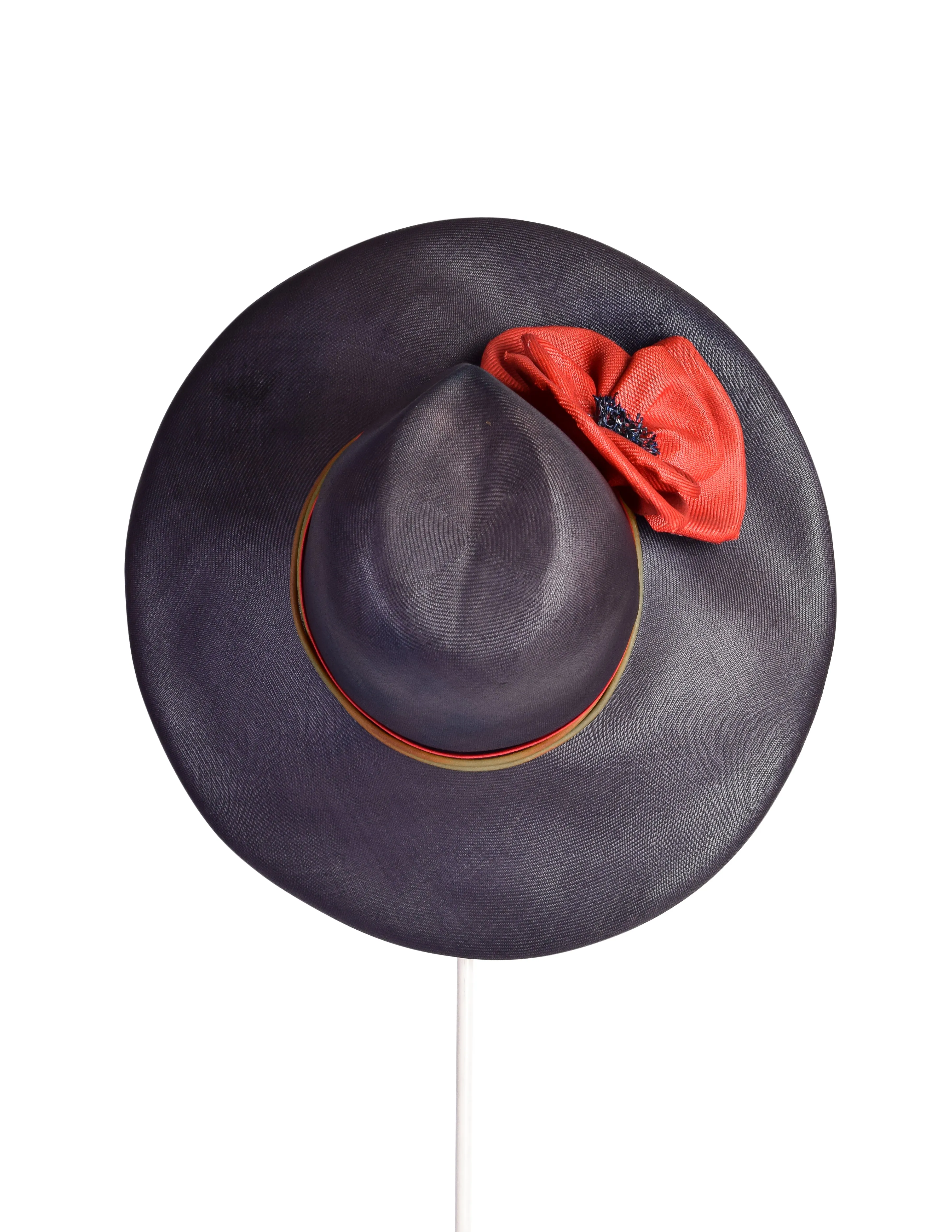 Christian Dior Chapeaux Vintage Blue and Red Flower Straw Hat