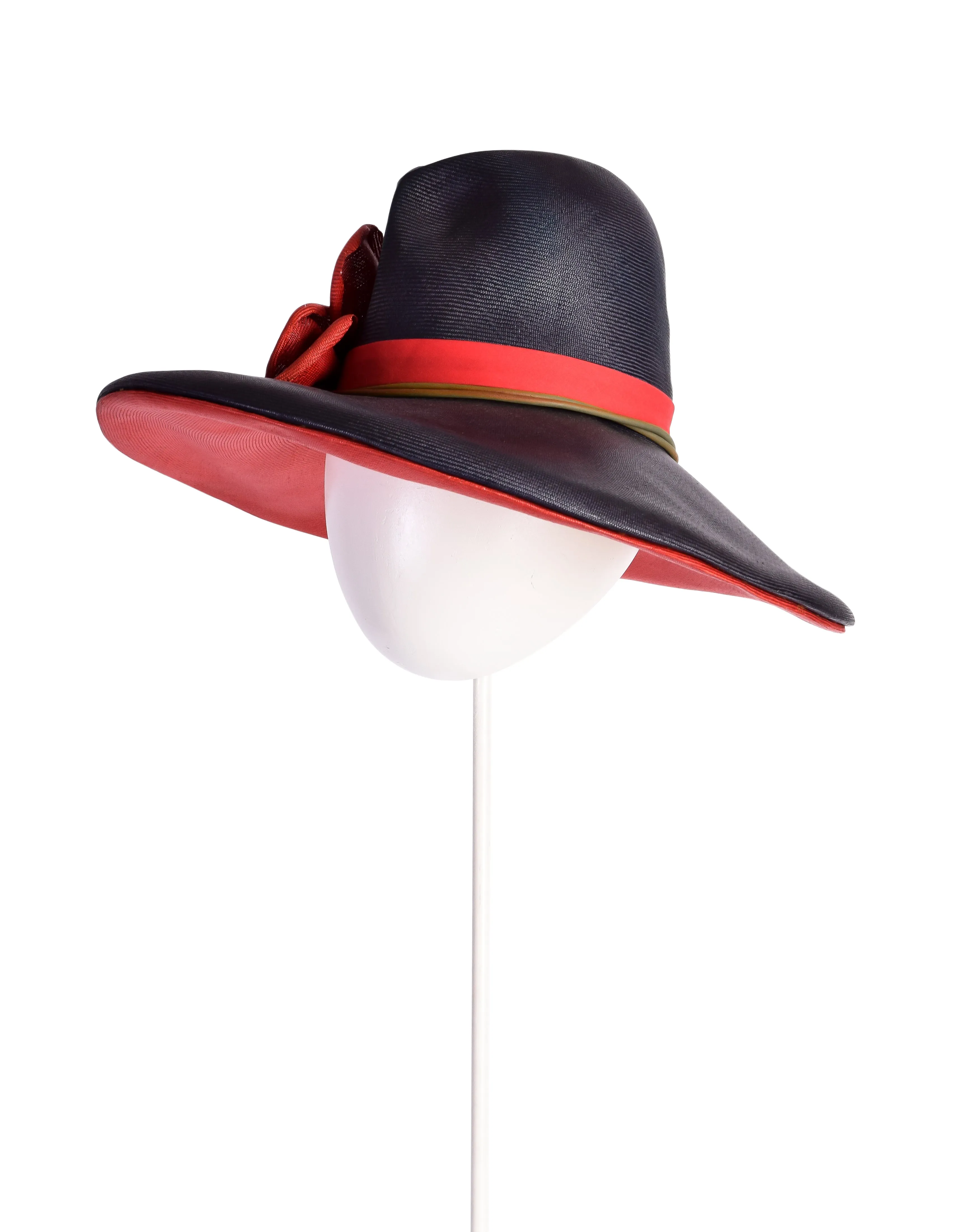 Christian Dior Chapeaux Vintage Blue and Red Flower Straw Hat