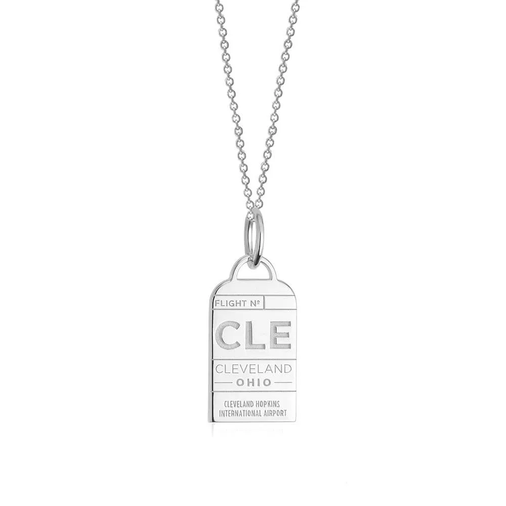 Cleveland Ohio USA CLE Luggage Tag Charm Silver