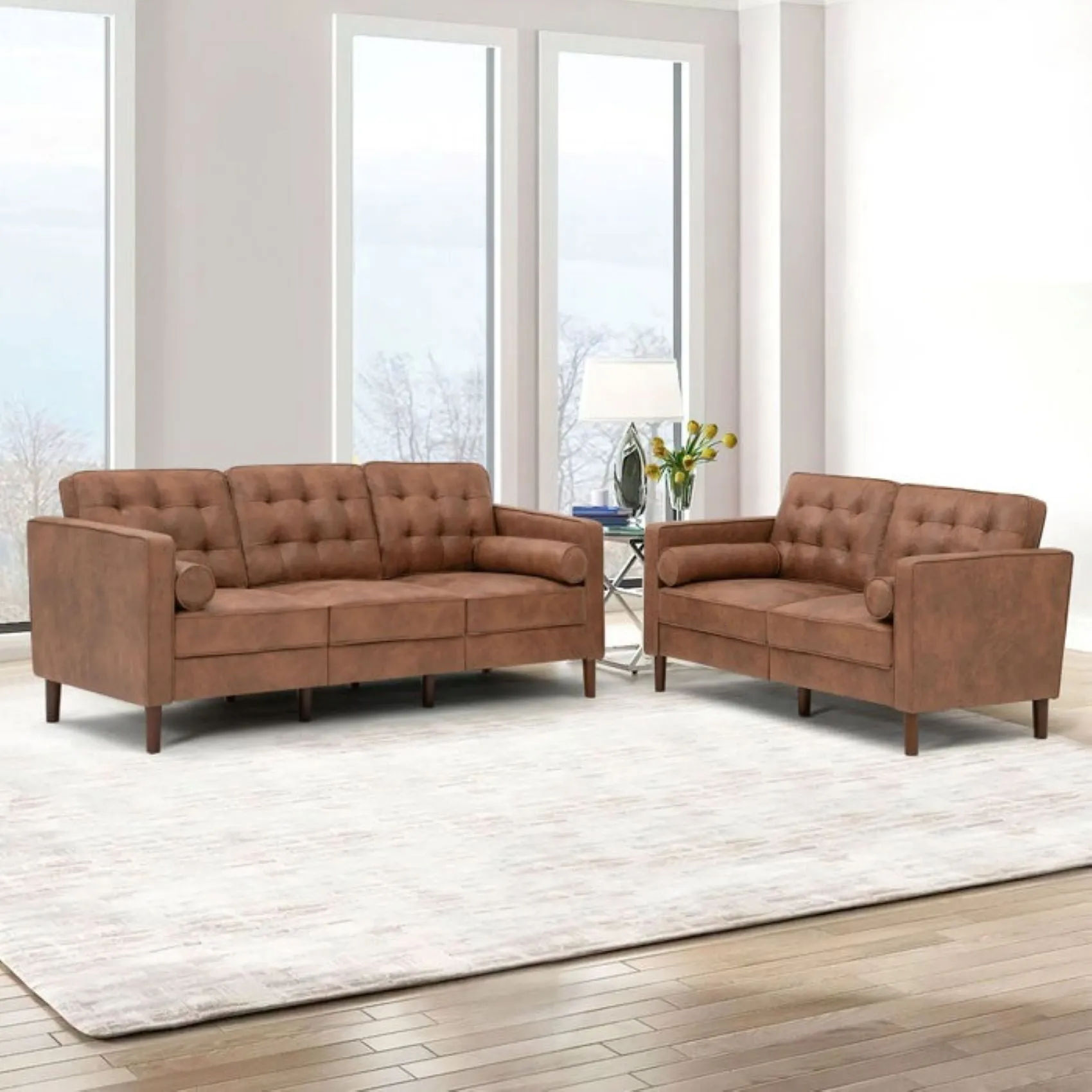 Drinel Leatherette Sofa for Living Room