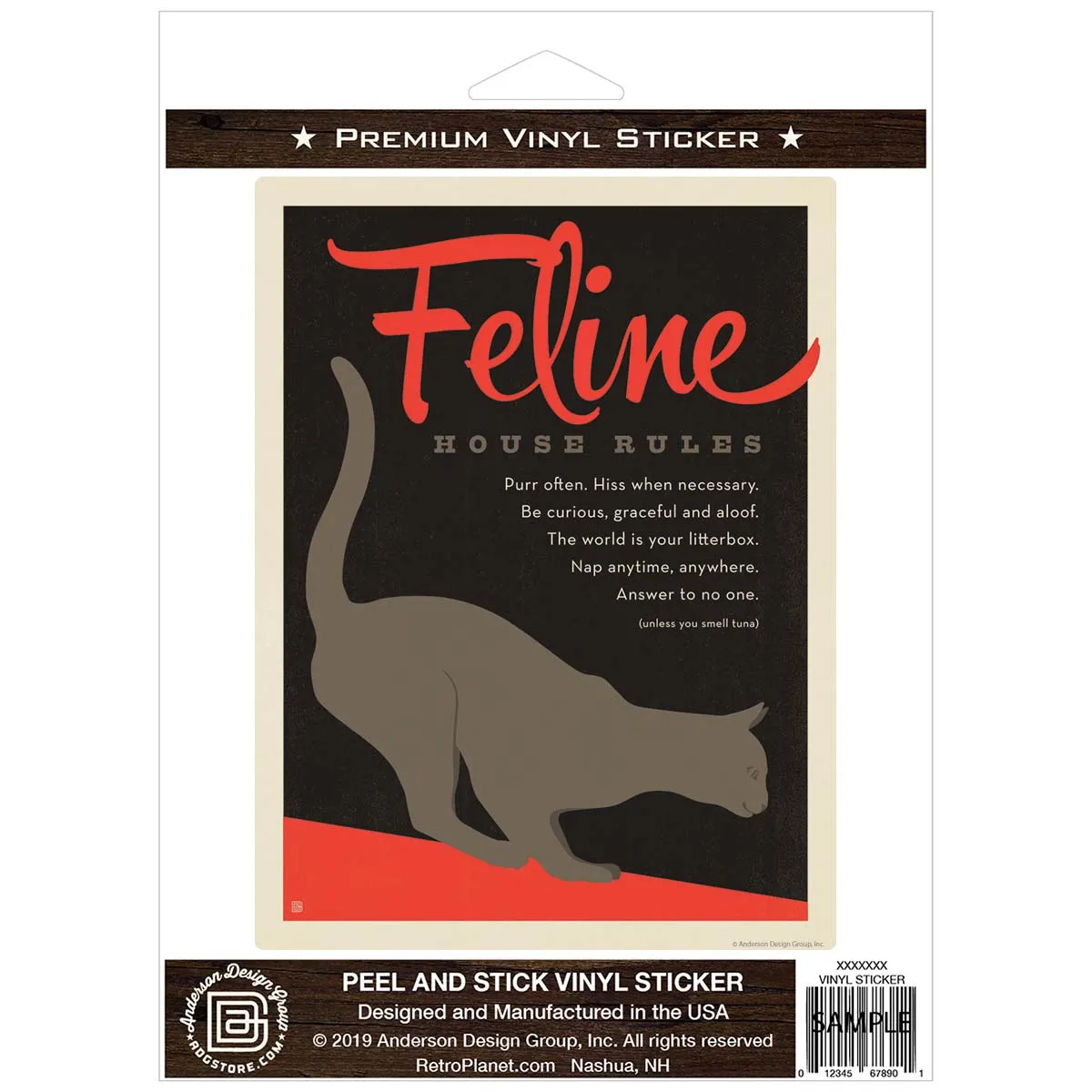 Feline House Rules Cat Vinyl Sticker