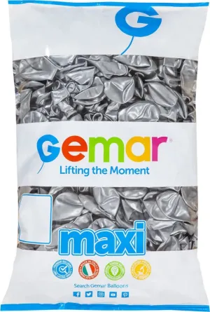 Gemar Maxi 038 Silver  12in 500 Count Metallic Color - Latex Balloon
