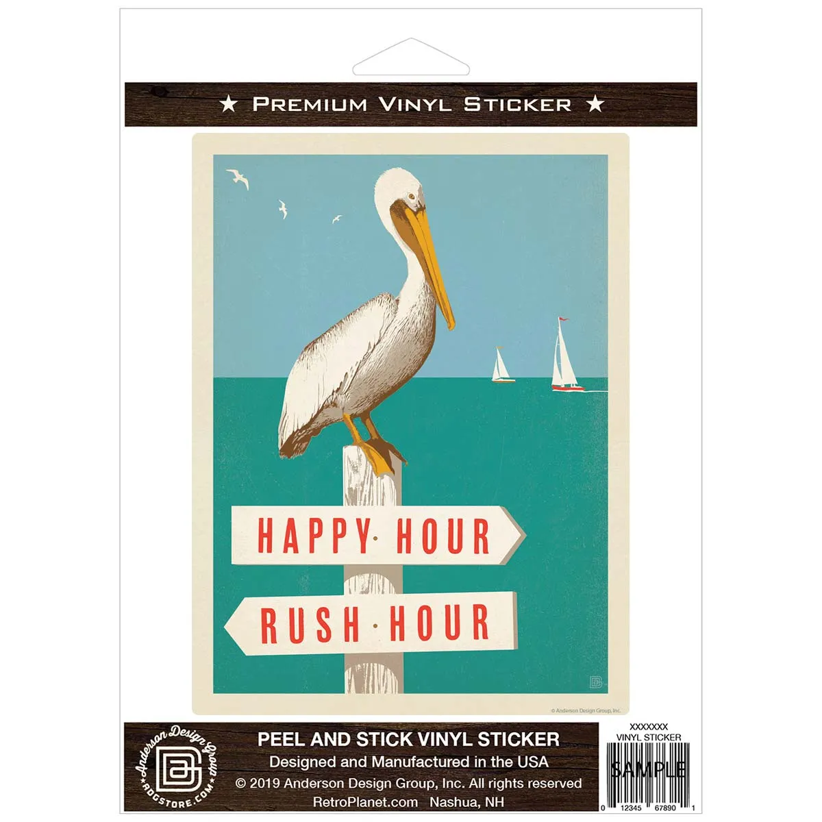Happy Hour Pelican Vinyl Sticker