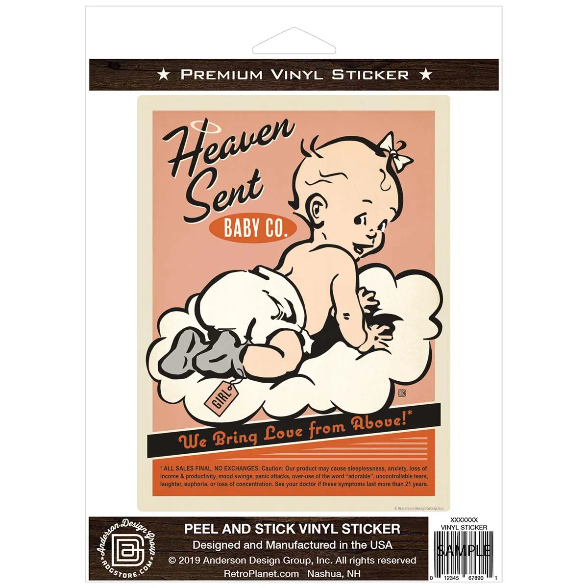 Heaven Sent Baby Girl Vinyl Sticker