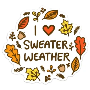 I Love Sweater Weather New England Mini Vinyl Sticker