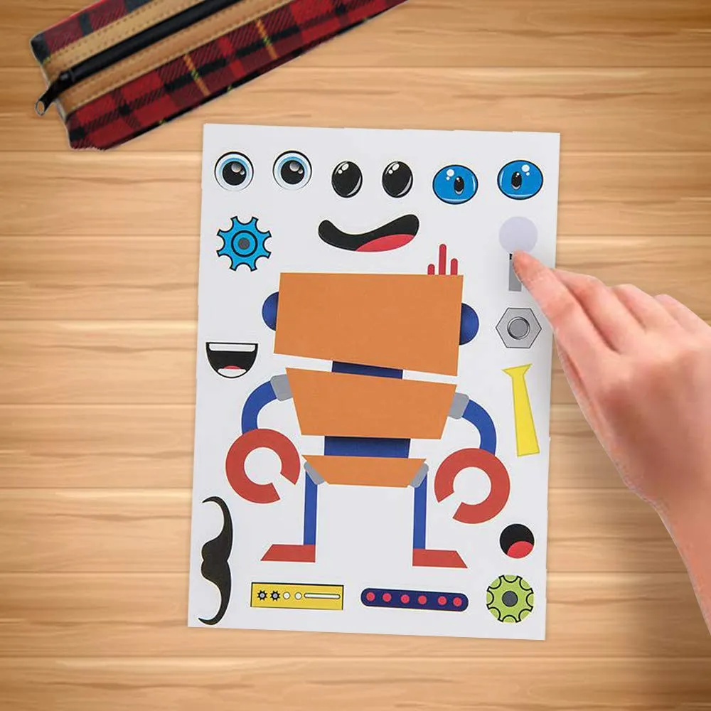 Kicko Robotic Sticker Sheets - Set of 12 Make a Robot Character Stickers in Assorted