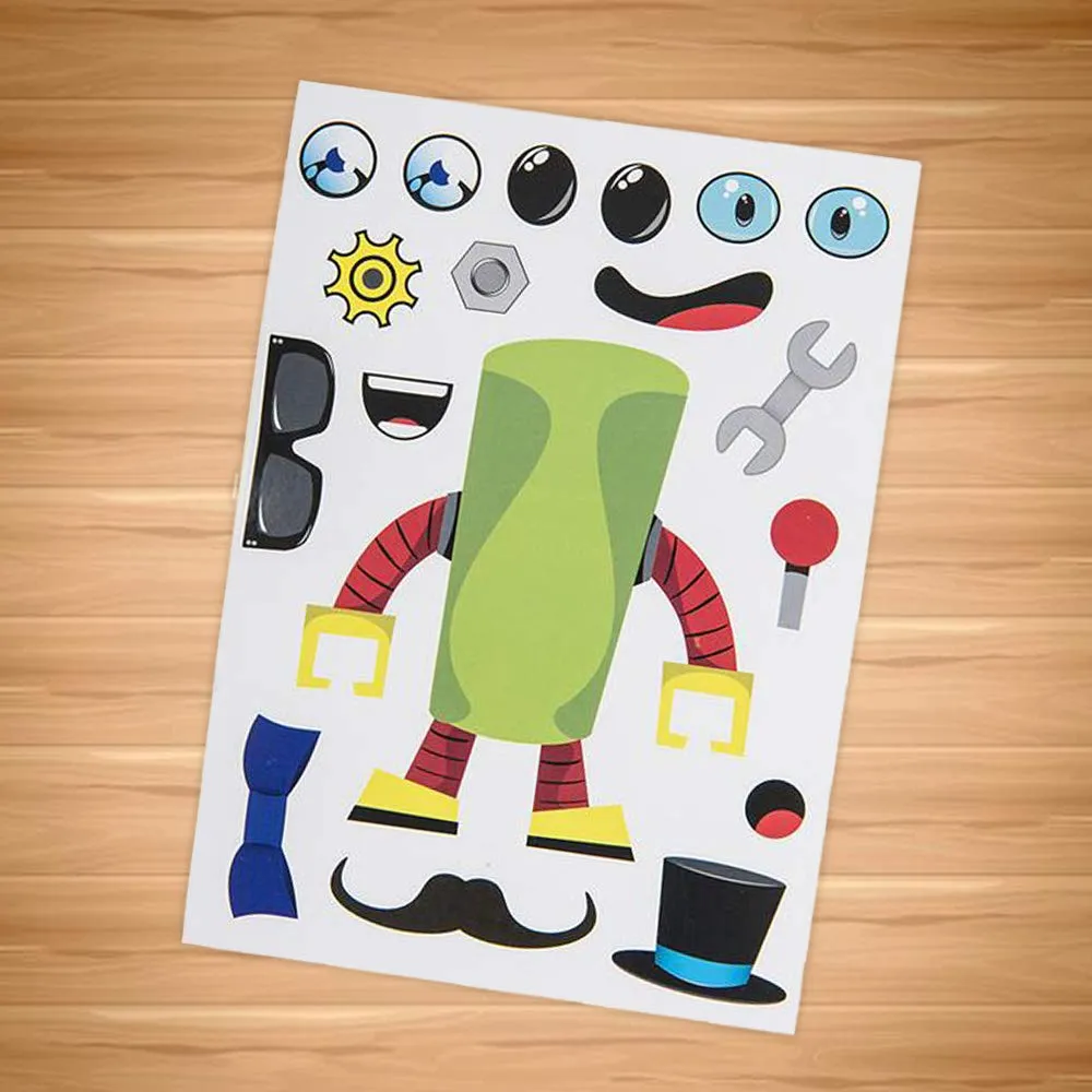 Kicko Robotic Sticker Sheets - Set of 12 Make a Robot Character Stickers in Assorted