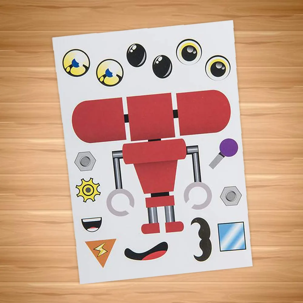 Kicko Robotic Sticker Sheets - Set of 12 Make a Robot Character Stickers in Assorted