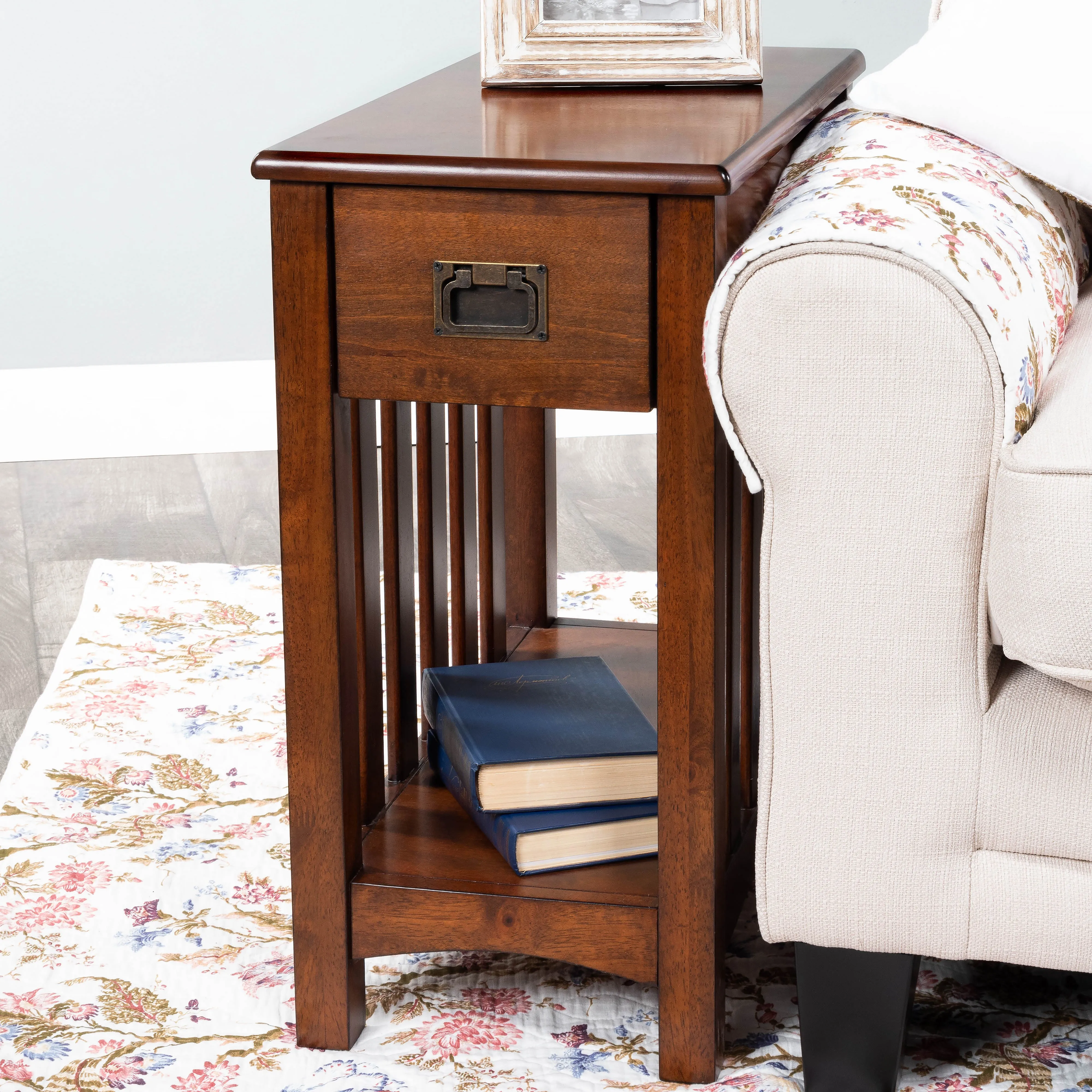 Larina Shaker Wood Side Table in Dark Brown  5216024