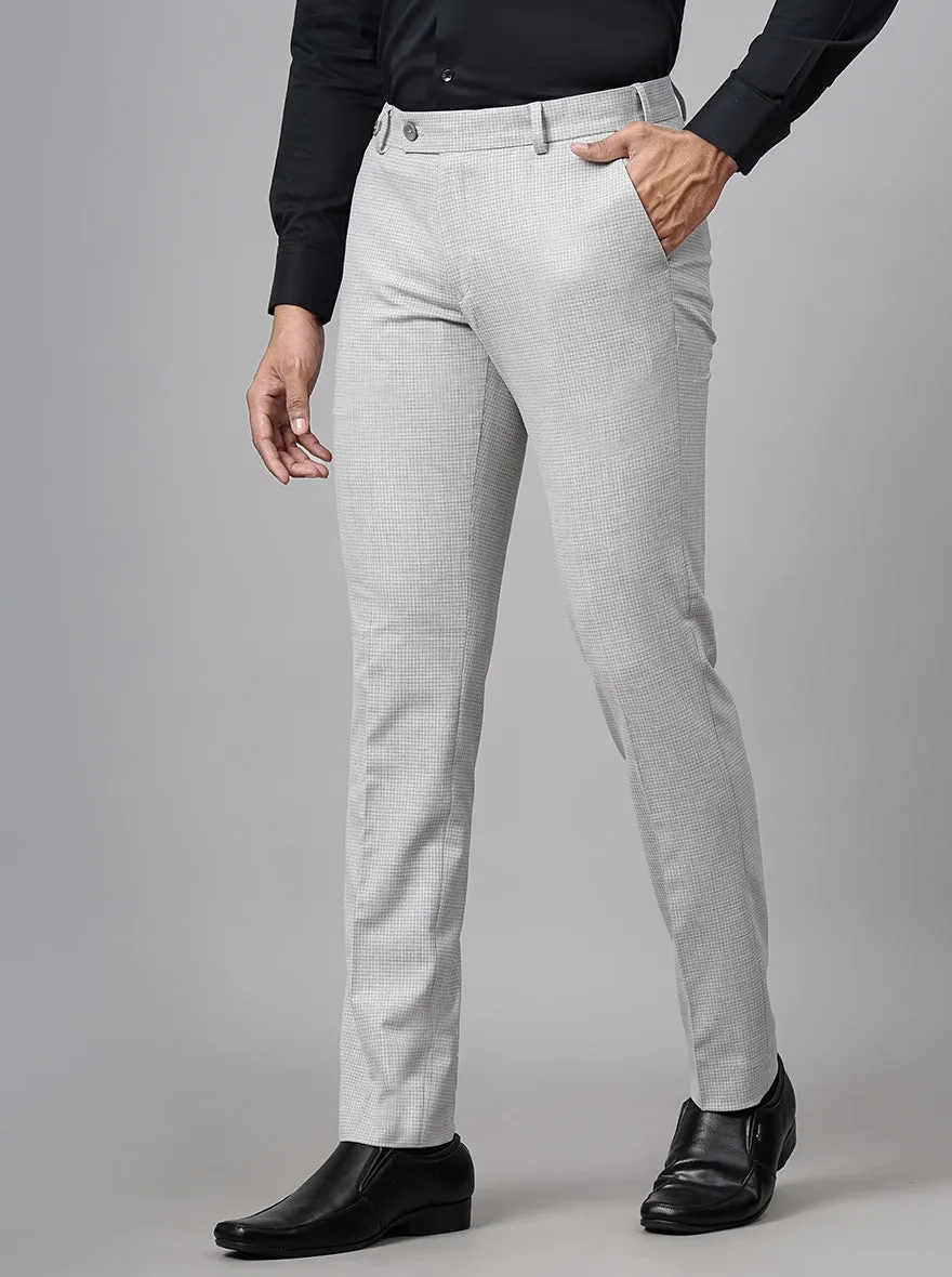 Light Grey Checked Super Slim Fit Formal Trouser | JB Studio