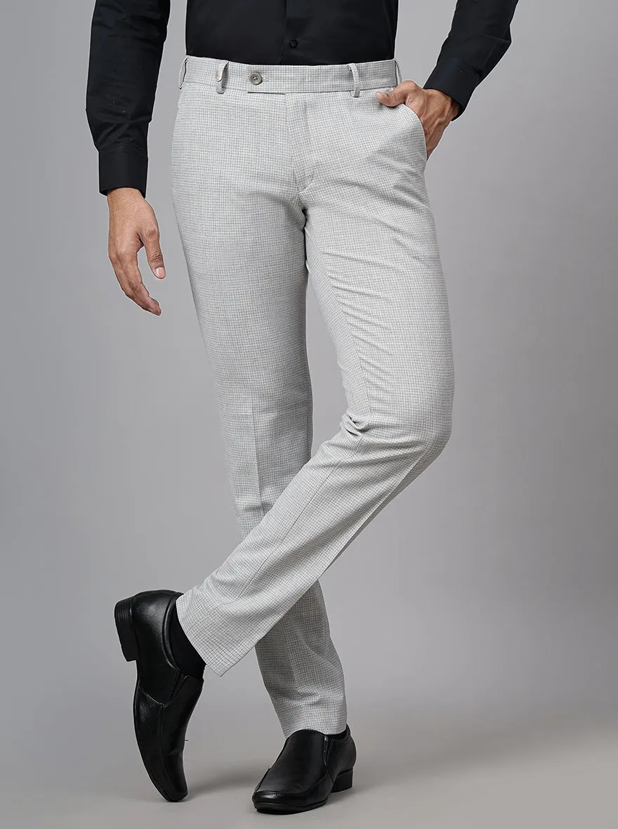 Light Grey Checked Super Slim Fit Formal Trouser | JB Studio