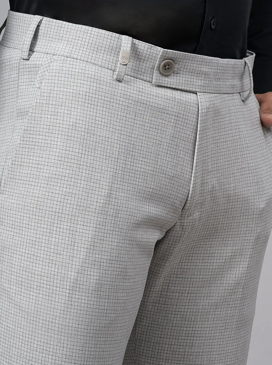 Light Grey Checked Super Slim Fit Formal Trouser | JB Studio