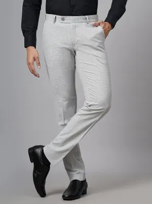 Light Grey Checked Super Slim Fit Formal Trouser | JB Studio