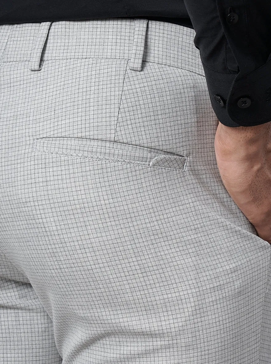 Light Grey Checked Super Slim Fit Formal Trouser | JB Studio
