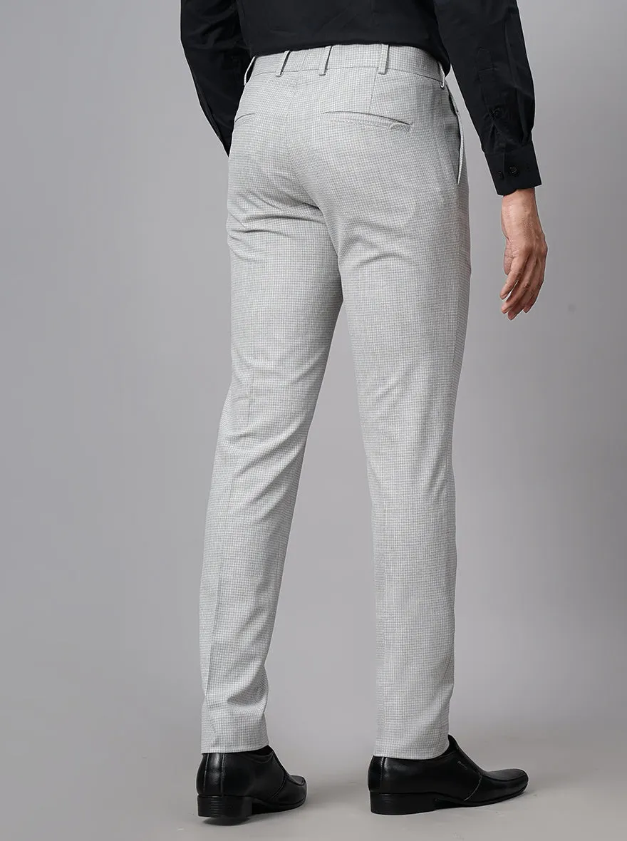 Light Grey Checked Super Slim Fit Formal Trouser | JB Studio
