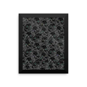 LUCKY BLACK KITTY FACES Framed poster