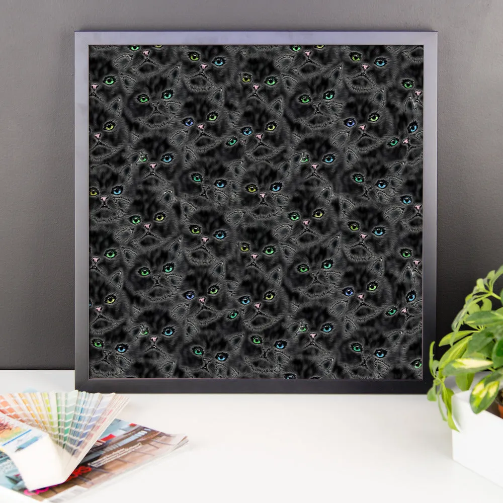LUCKY BLACK KITTY FACES Framed poster
