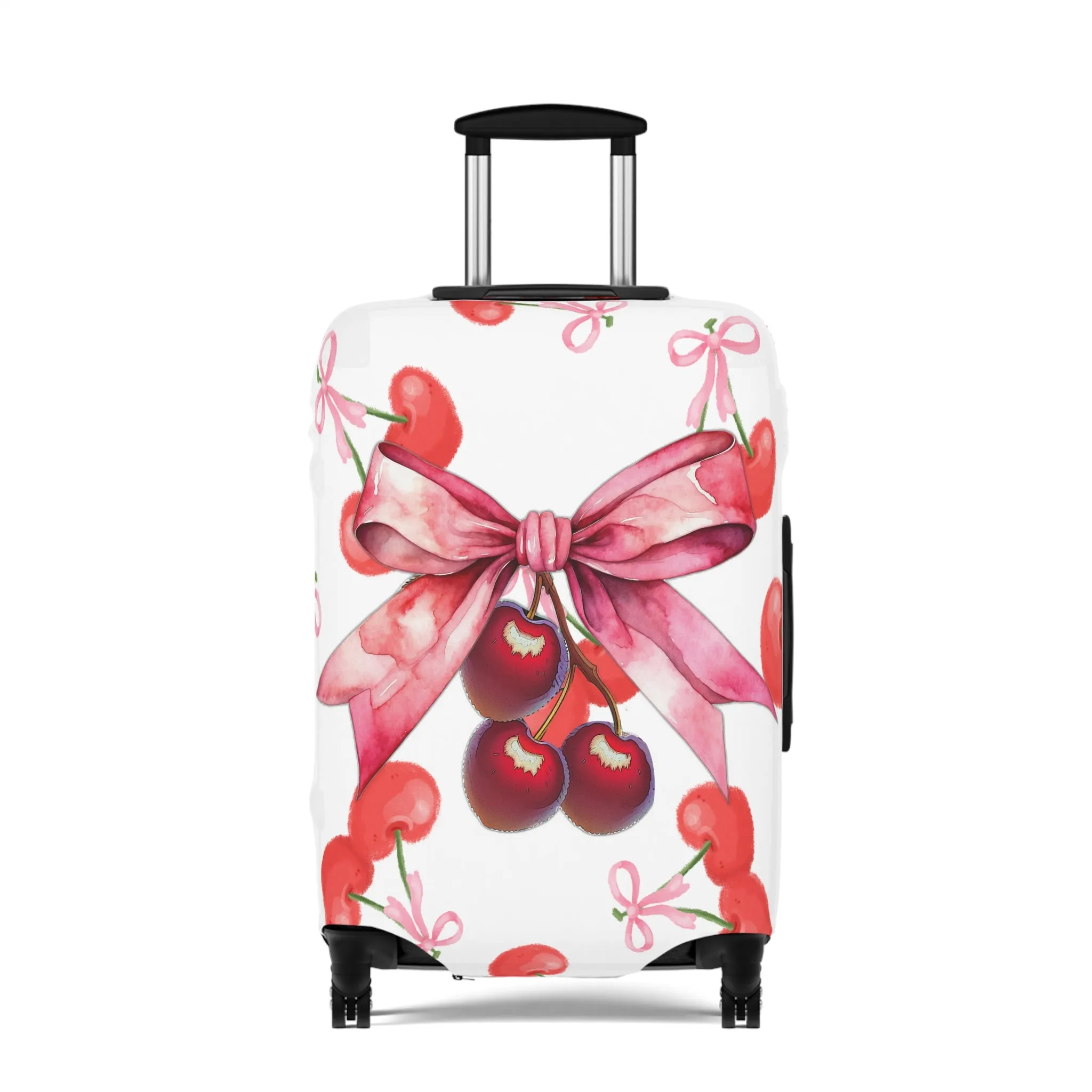 Luggage Cover, Rockabilly, Coquette, Pink Cherries and Ribbon, awd-2506