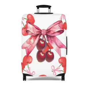 Luggage Cover, Rockabilly, Coquette, Pink Cherries and Ribbon, awd-2506