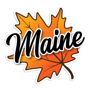 Maine Autumn Leaf Die Cut Vinyl Sticker