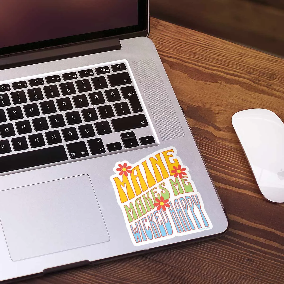 Maine Wicked Happy Groovy Die Cut Vinyl Sticker