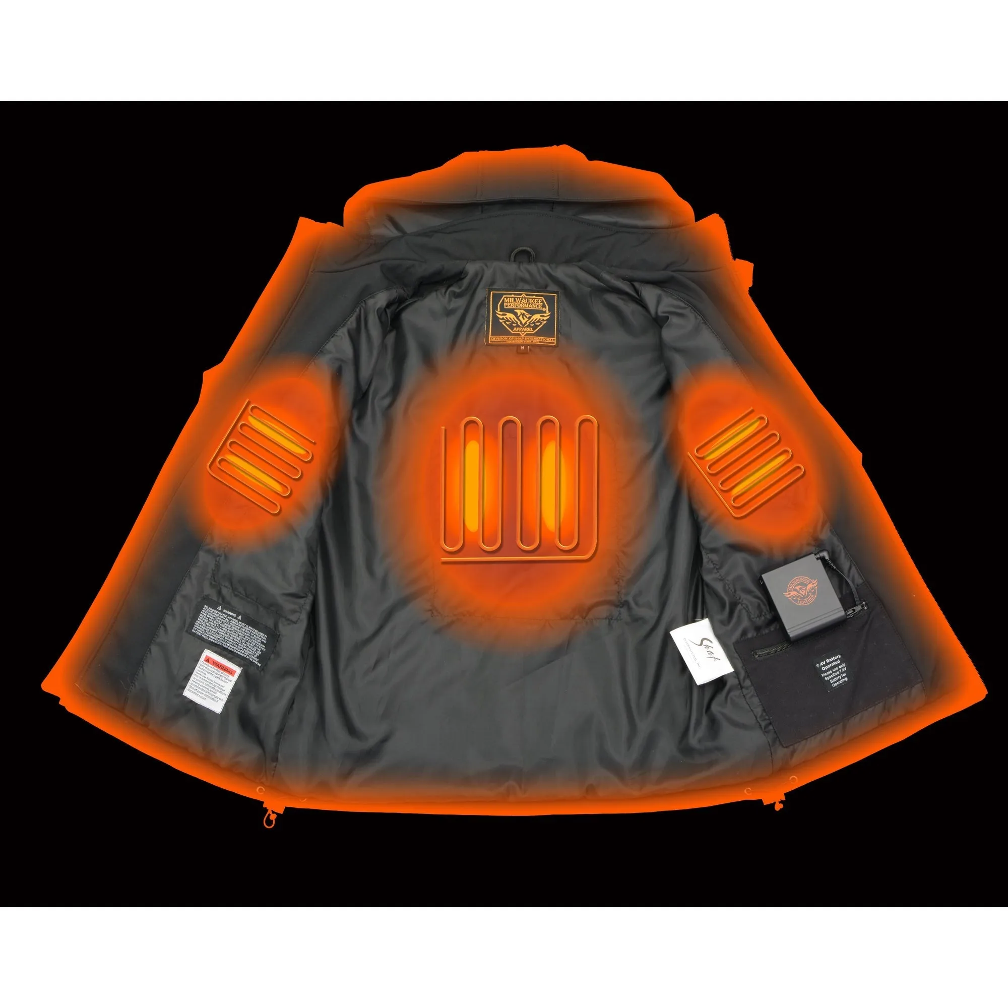 Mens Soft Shell Heated Zipper Front  Jacket w/ Detachable Hood