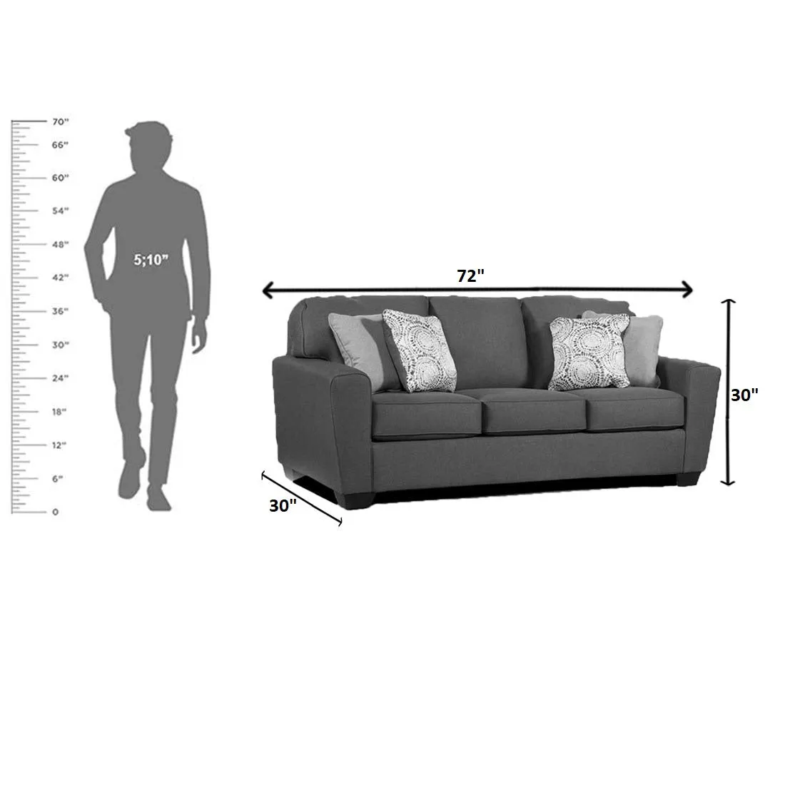 Neve 3 Seater Sofa for Living Room - Dark Grey