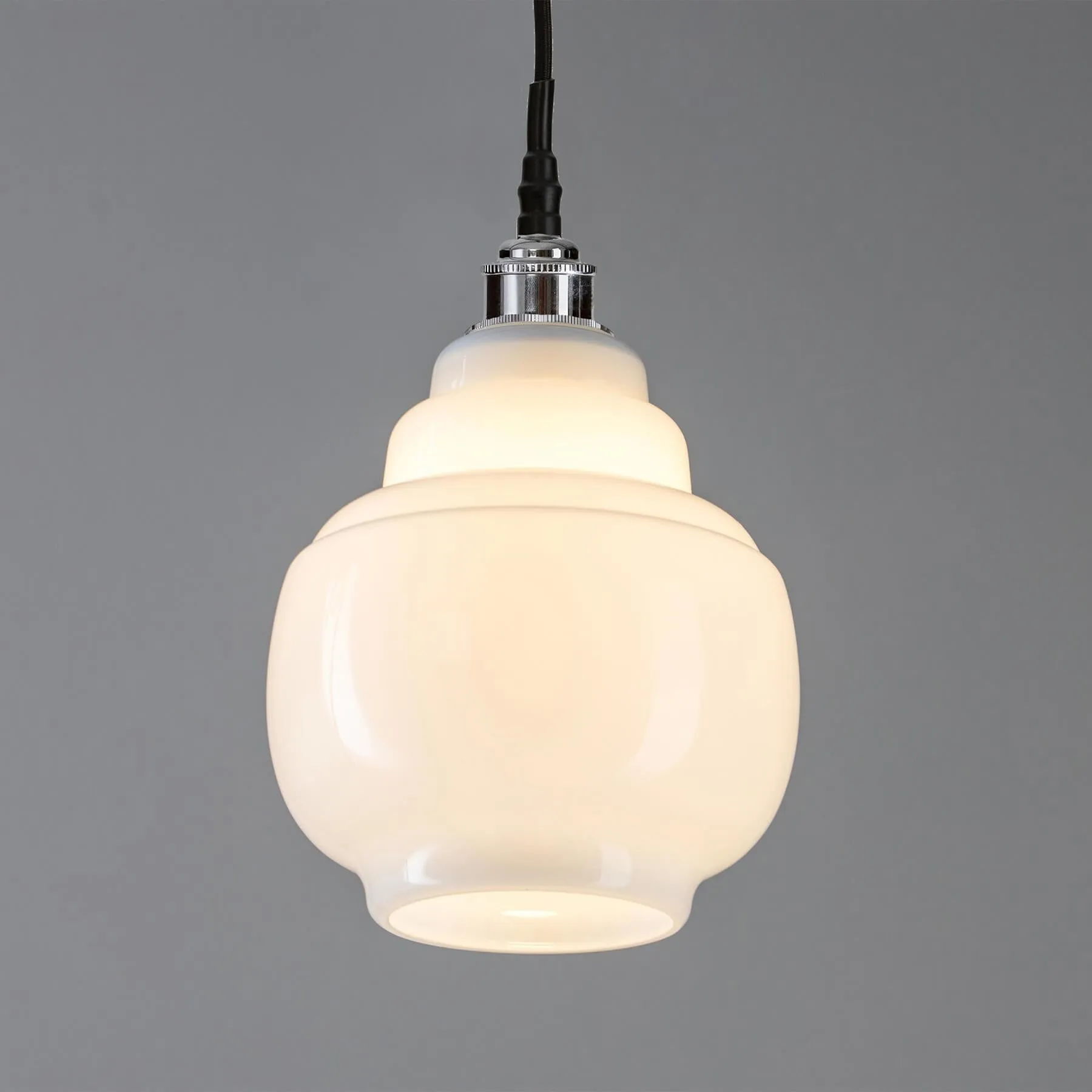 Old School Electric Barrel opal glass bathroom pendant light