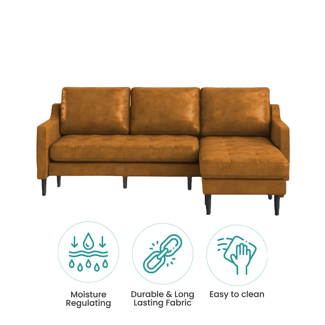 Pacific 4 Seater Leather L Shape Sofa for Living Room