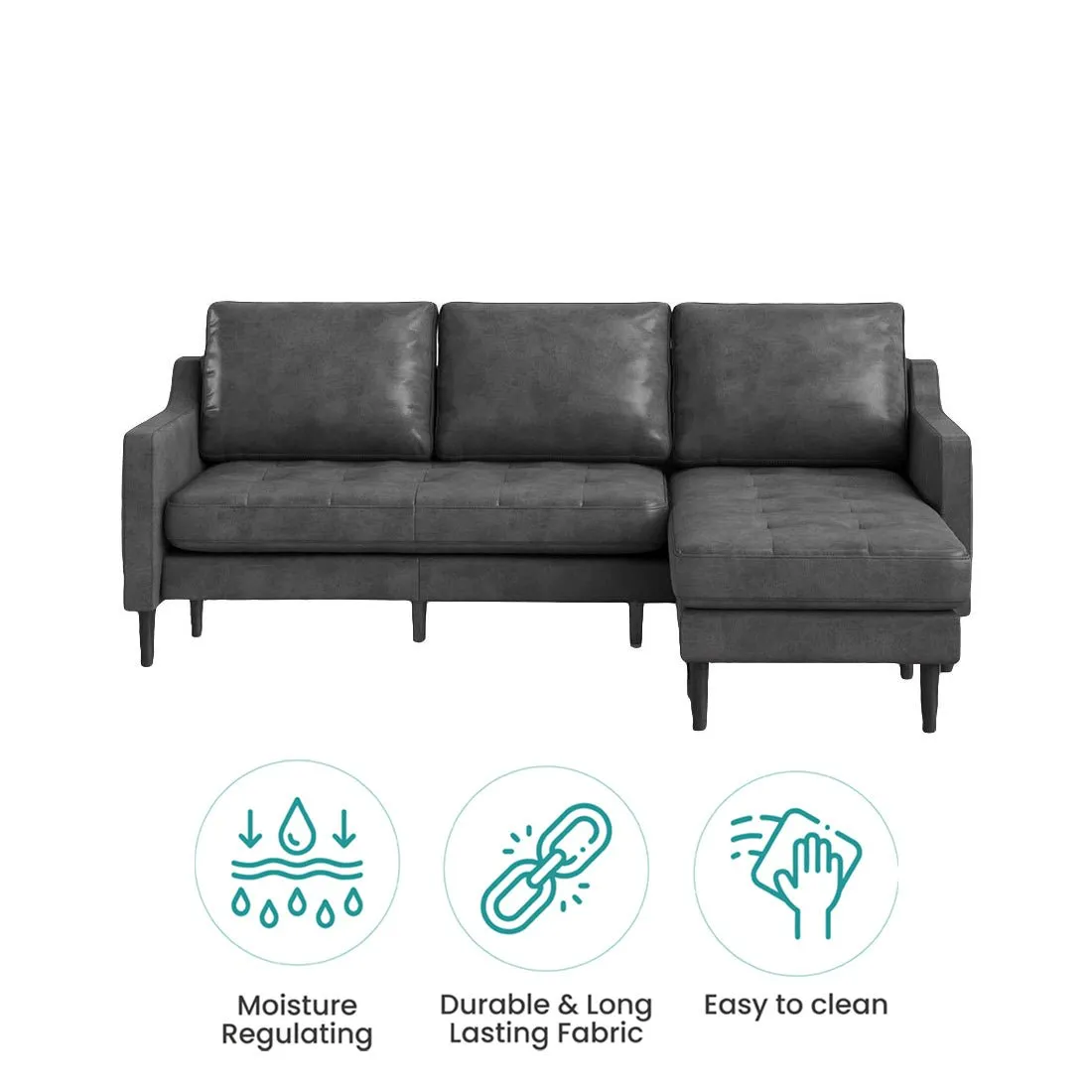 Pacific 4 Seater Leather L Shape Sofa for Living Room