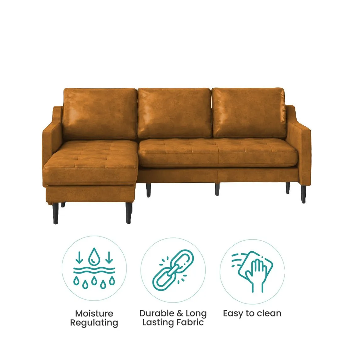 Pacific 4 Seater Leather L Shape Sofa for Living Room