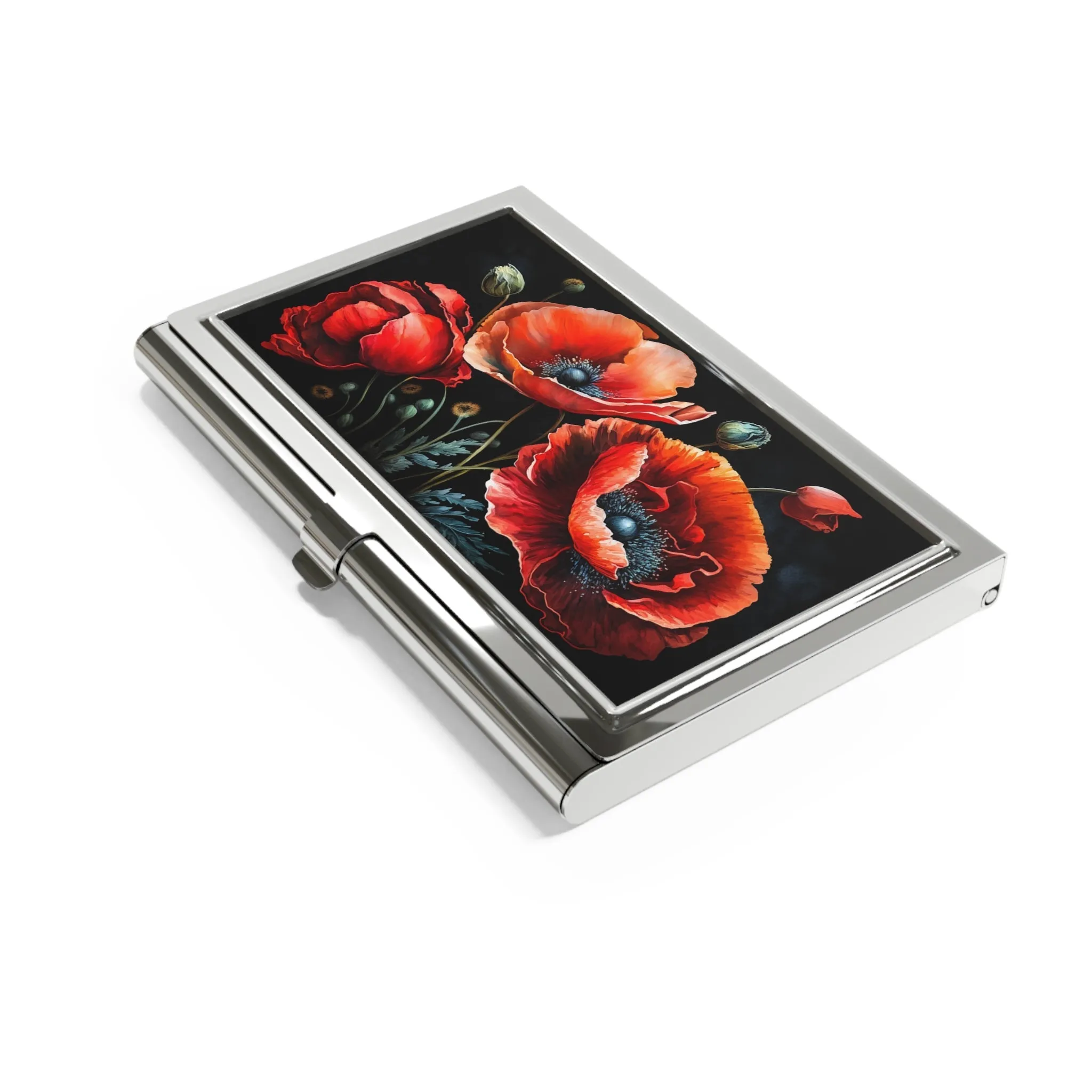 Red Poppies Business Card Holder