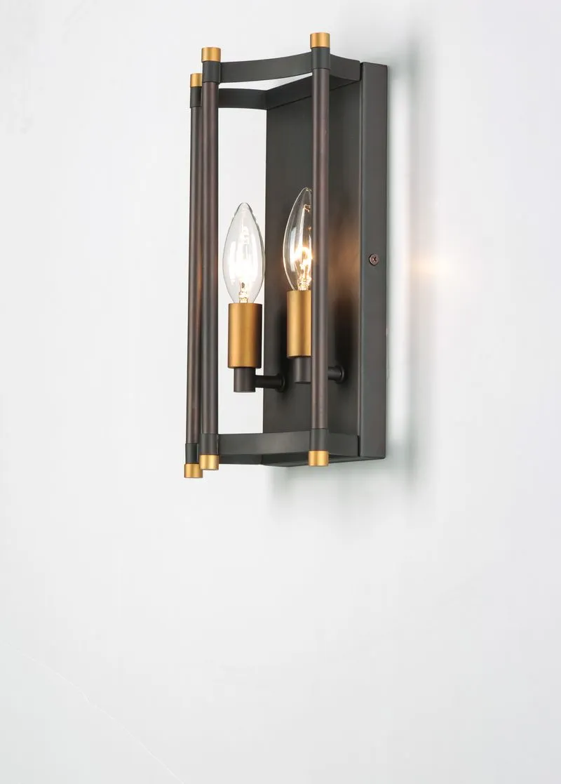 Wellington 11.75" 2 Light Wall Sconce in Oil Rubbed Bronze Antique Brass