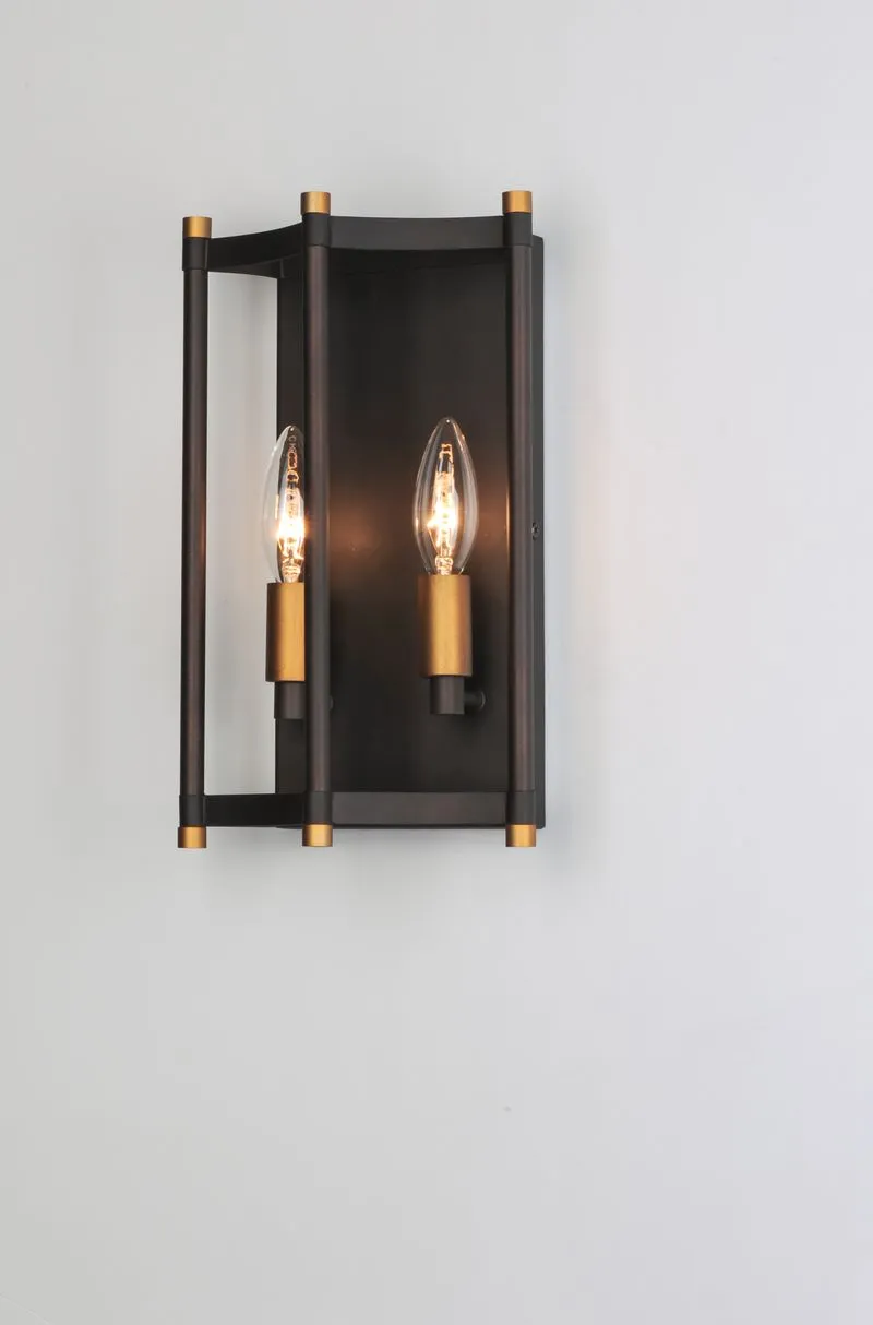 Wellington 11.75" 2 Light Wall Sconce in Oil Rubbed Bronze Antique Brass
